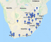Casinos in South Africa map