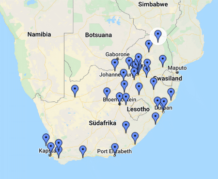 Casinos in South Africa map - Africa Casino